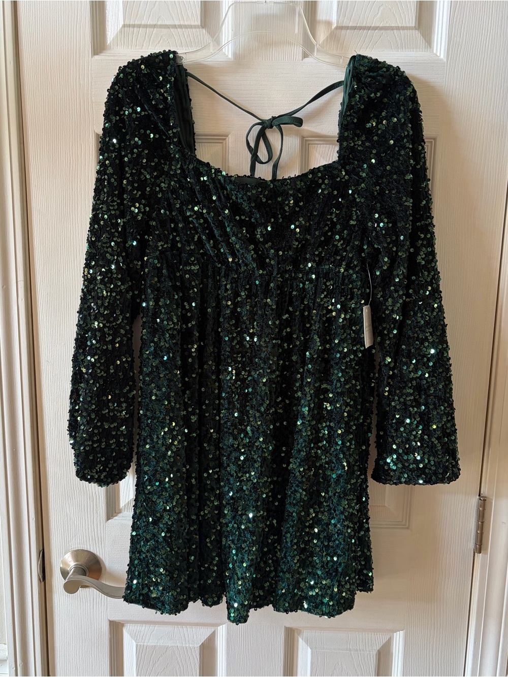 NWT Altar'd State Green Sequin Babydoll Mini Dress Medium